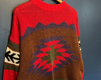 Vintage 90’s Liz Wear Aztec Knit Navajo Sweater Size Medium