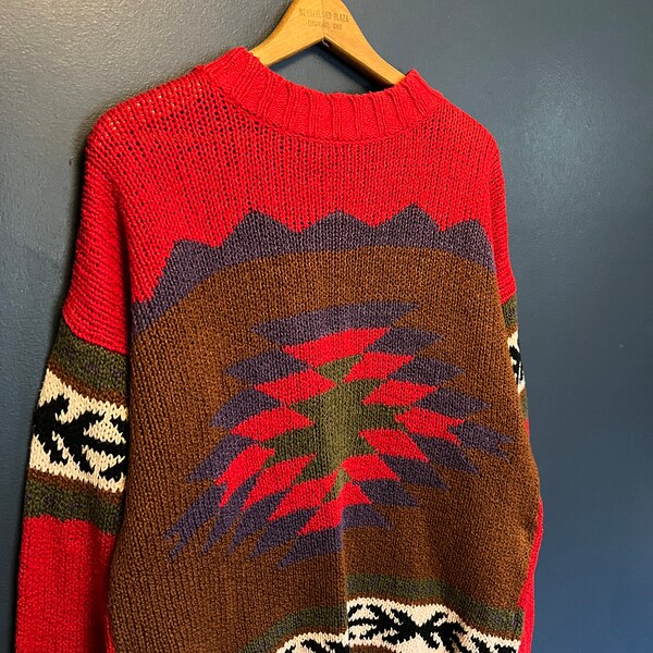 Vintage 90’s Liz Wear Aztec Knit Navajo Sweater Size Medium