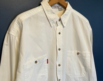 Vintage 90’s Bugle Boy White Cotton Button Up Size Large