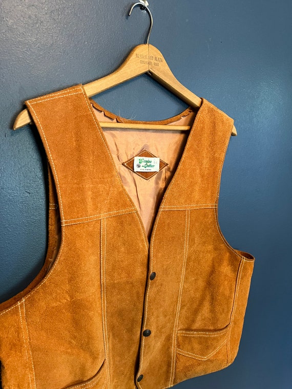 Vintage 70’s Brown Leather Suede Vest Size 46