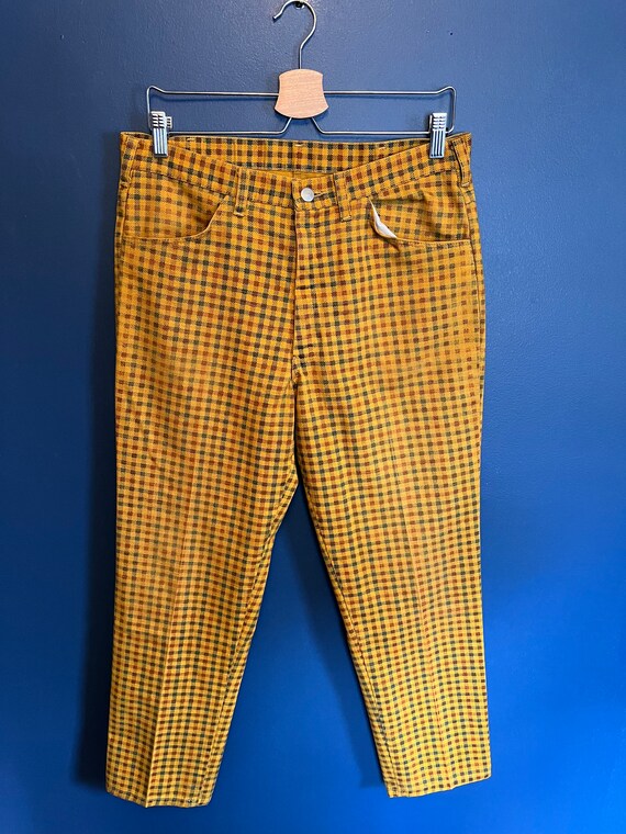 Vintage 70’s Montgomery Ward Plaid Yellow Orange … - image 4