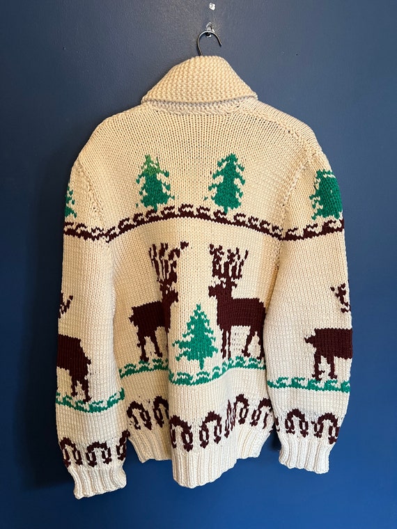 Vintage 70’s Deer Graphic Knit Cowichan Cardigan … - image 4