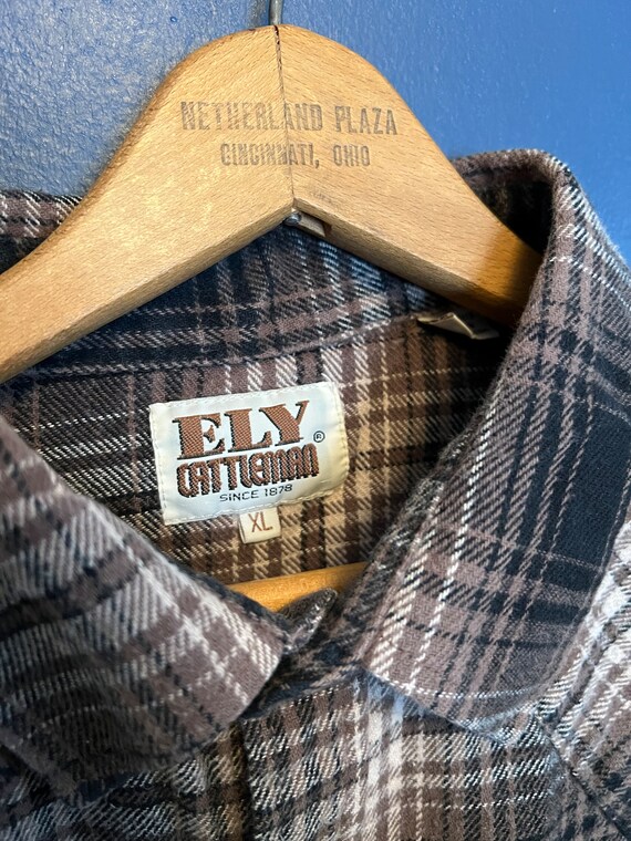 Vintage 90’s Ely Cattleman Shadow Plaid Pearl Sna… - image 2