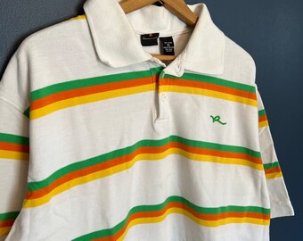 Vintae Y2K Rocca Wear Stripe Polo Tee Size XL