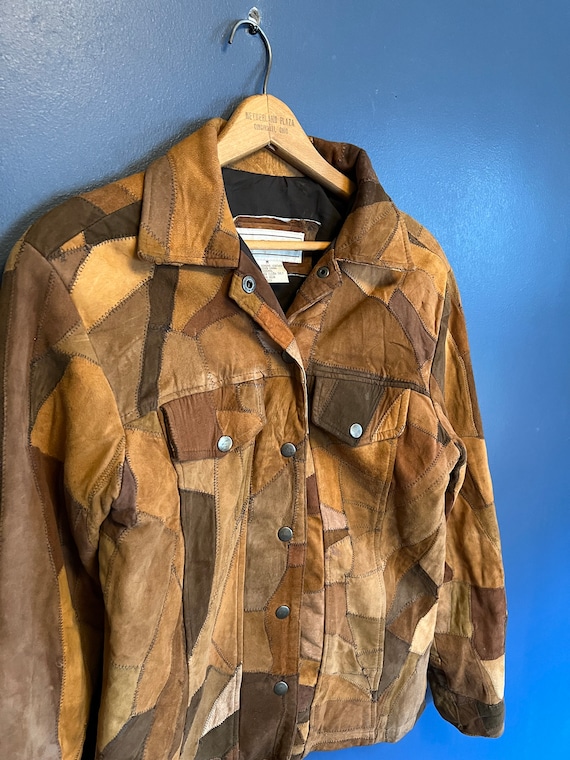 Vintage 80’s DDC Patchwork Leather Suede Jacket S… - image 1