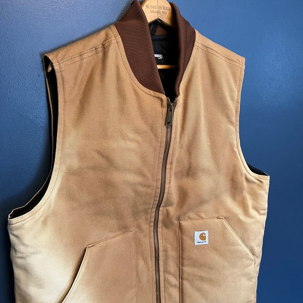 Vintage 90’s Carhartt Sun Fade Zip Insulated Vest Size XL