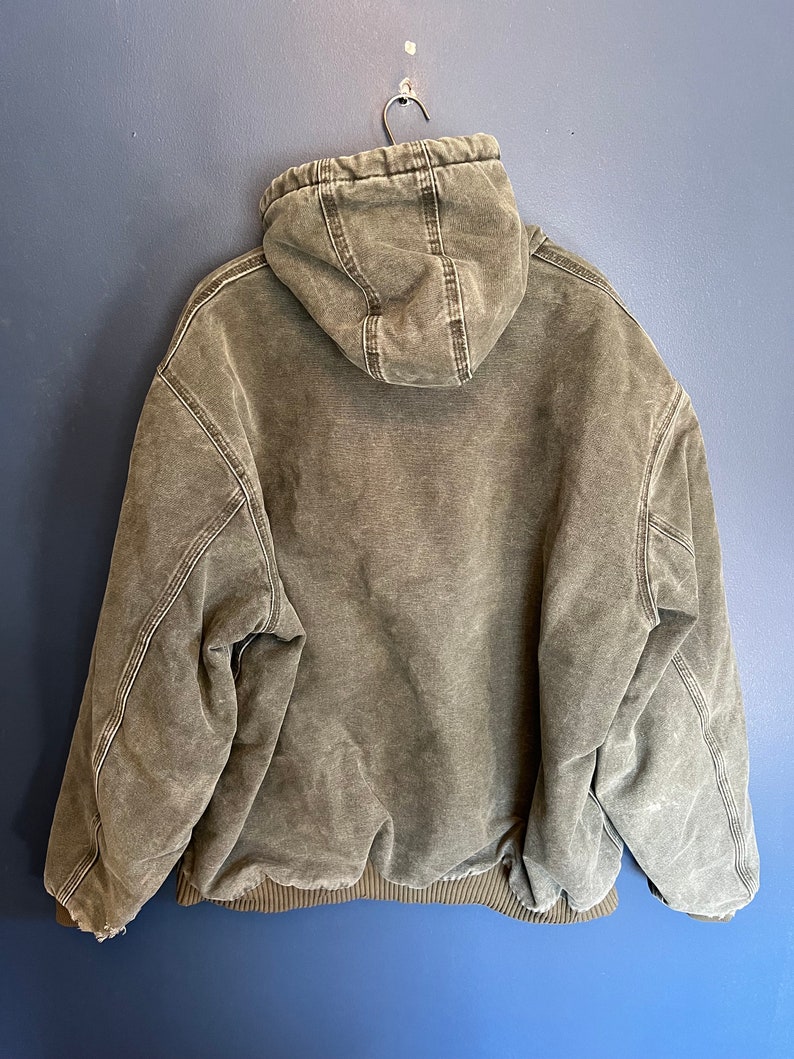 2000s Y2k Burgundy Carhartt Zip-Up Hooded Gym Jacket Large