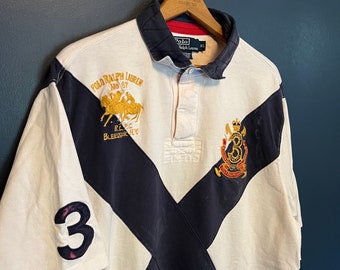 Vintage Y2K Polo Ralph Lauren Embroidered Crest Polo Shirt Size XL