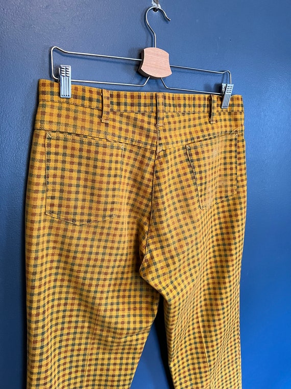 Vintage 70’s Montgomery Ward Plaid Yellow Orange … - image 1