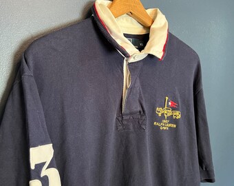 Vintage Y2K Polo Ralph Lauren Embroidered Yacht Club Polo Shirt Size XL