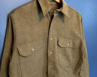 Vintage 40’s World War 2 Wool Button Up Shirt Size S/M