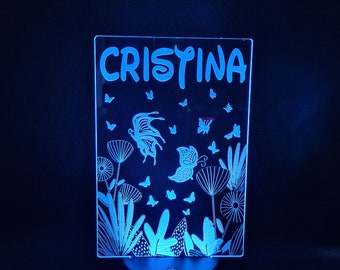 Lámpara Fantasía - Iluminación de Colores con Personalización de Mariposa