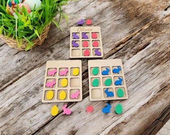 Personalized Easter Wooden Tic Tac Toe Board Game/ Easter Basket/ Easter Gifts
