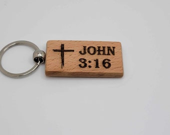 John 3:16  Laser Engraved Wooden Keychain