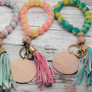 Silicone Beaded Wristlet Keychain/ Wristlet Keychain/ Bracelet Keychain/ Custom Keychain Wristlet