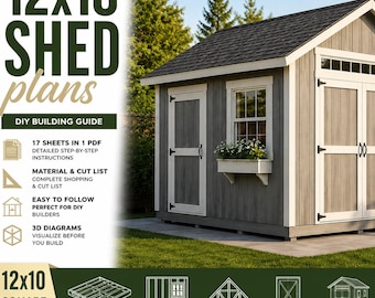 12x10 DIY Shed Plans PDF | Garden Storage | Step-by-Step Building Guide | Material List | Cut List | Instant Download