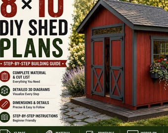 8x10 Garden Shed Plans PDF | DIY Storage| Step-by-Step Building Guide | Material List Included | Instant Download | Shed Blueprint