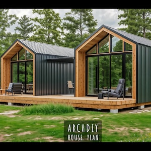 Luxury Granny Flat 2 Bedroom House Plan, 1200 SF Cottage Cabin Home  - Architectural Drawings PDF Instant Download DIY