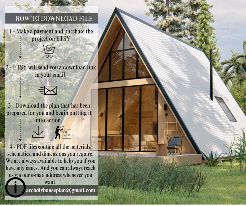 Modern A-frame House Plan, 30x42 House, 2 Bedroom, 44 PDF Page Print ...