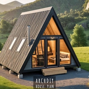 A-Frame Cabin 16x20, 1 Bedroom Modern House Plan PDF Download