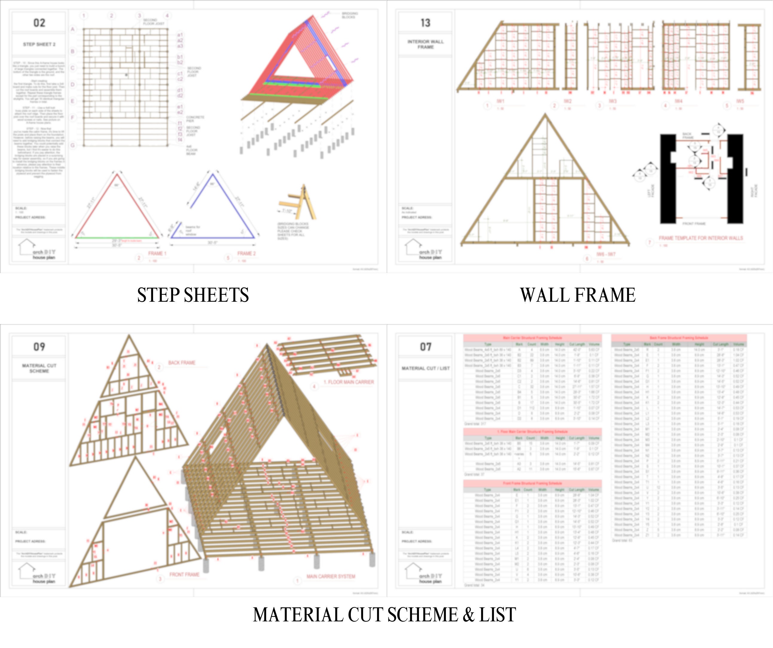 Modern A-frame House Plan: 2 Bedroom, 30x42 (PDF Download) - Etsy, image size:2585x2167