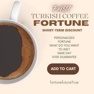 Stesso giorno - personalizzato/Indovino del caffè turco/Predizione VELOCE della fortuna/Lettura del caffè/Lettura della tazza di caffè/ VELOCE - Garanzia al 100%