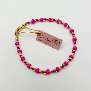 Pink and Crimson beaded bracelet