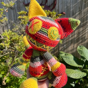 Crochet Watermelon Zombie Cat Plushie | Handmade Stuffed Animal | Soft Spooky Kitty Plush |
