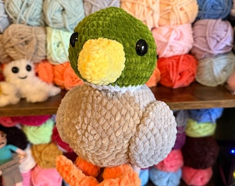 Handmade Crochet Mallard Duck Plushie | Stuffed Animal Amigurumi Plush | Soft Squishy Duck Collectible |