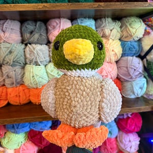 Handmade Crochet Mallard Duck Plushie | Stuffed Animal Amigurumi Plush | Soft Squishy Duck Collectible |
