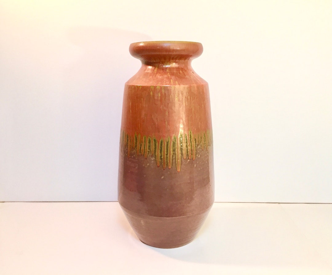 Tall West German Style Multi Color Drip Glaze Floor Vase Etsy