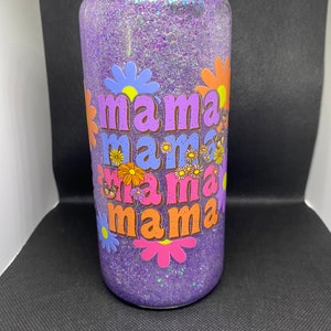 16 oz mama snow globe glass can