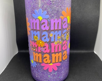 16 oz mama snow globe glass can