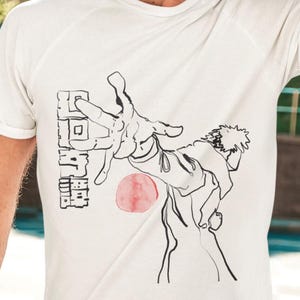 Satoru Gojo anime fan art tee, Jujutsu Kaisen t shirt, Vintage manga style top, Premium anime merch, Hand drawn japanese graphic shirt