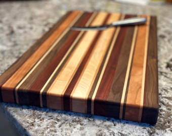 Walnut, Cherry, Padauk & Maple Butcher Block Cutting Board