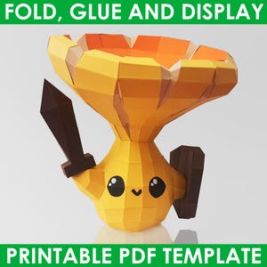 Utskrivbar DIY-papperspyssel PDF-mall - Heroisk girolle-svamp