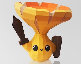 Printable DIY papercraft PDF template - Heroic girolle mushroom