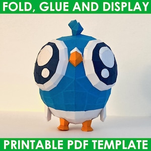 Lil' Burd 3D-papperspysselmall PDF DIY - Babyduva - Söt fågeldjur