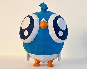 Lil' Burd 3D papercraft template PDF DIY - Baby pigeon - Cute bird animal
