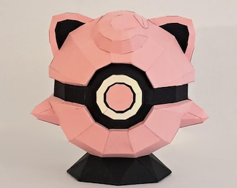 Papercraft template PDF DIY - Jigglypuff Pokeball - Pokeball Jigglypuff papercraft pattern
