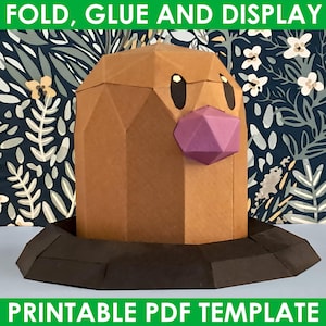 Papperspysselmall PDF DIY - Diggy - Sött papperspysselmönster - Söt varelsepapperspyssel
