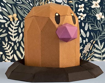 Papercraft template PDF DIY - Diggy - Cute papercraft pattern - Cute creature papercraft