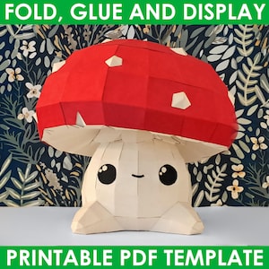 Papperspysselmall PDF DIY - Gulligt papperspysselmönster med flugsvamp - Flugsvampsfiske - Söt svampvarelse