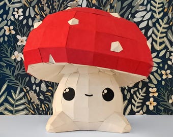 Papercraft template PDF DIY - Amanita mushroom cute papercraft pattern - Fly agaric mushling - Cute mushroom creature