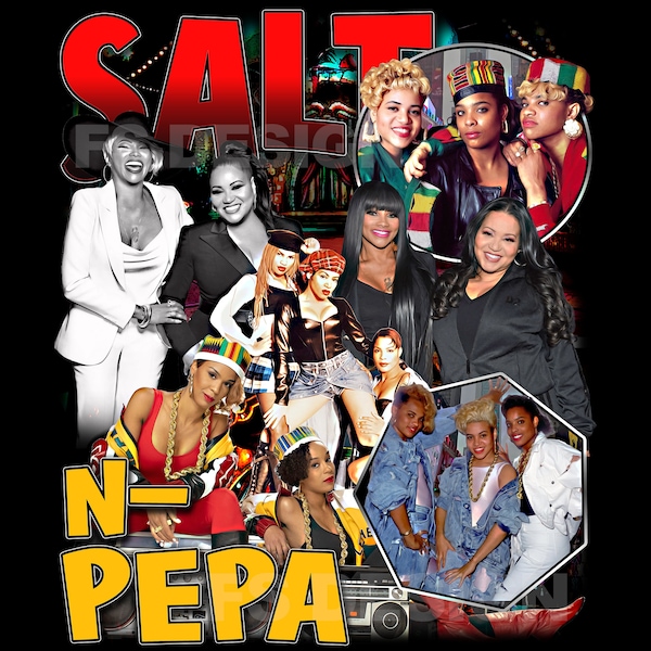 Salt and Pepa PNG, Salt n Pepa DTF PNG, old school hip hop, 80's Child, 80's Rap