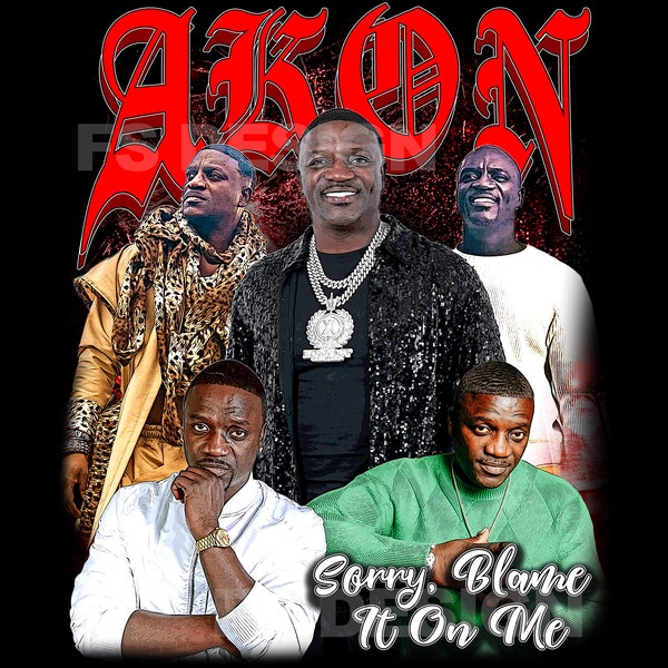 Akon Png / Shirt design, Ready to Print, bootleg t shirt design, vintage design, hiphop artist, rap tee design, rapper, 300 DPI