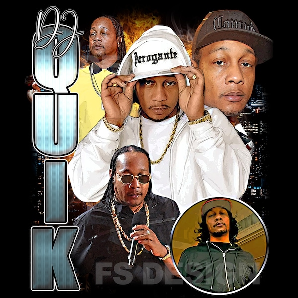 DJ QUIK Hiphop Png , DJ quik Hiphop Tshirt design, ready to print, printable design, hiphop artist, 90s, rapper, rap tee design, 300 dpi