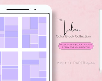 Adesivos digitais para planner em blocos de cor lilás | Goodnotes PNG (Download digital)