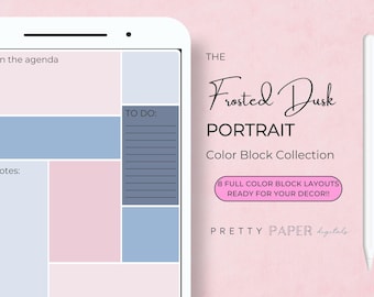 Adesivos digitais Frosted Dusk Portrait | Inserções para planner em blocos de cores (PNG)