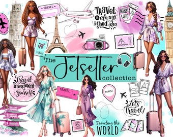 Etiquetas de viagem Jetsetter | Adesivos de planejador digital (Goodnotes, PNG)